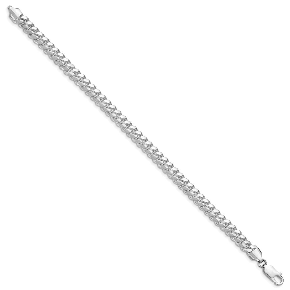 Sterling Silver Rhodium-plated 6.4mm Polished Domed Curb Chain