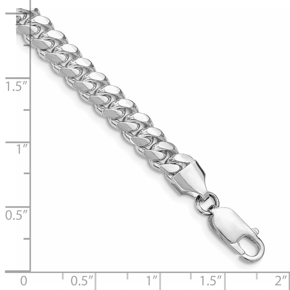 Sterling Silver Rhodium-plated 6.4mm Polished Domed Curb Chain