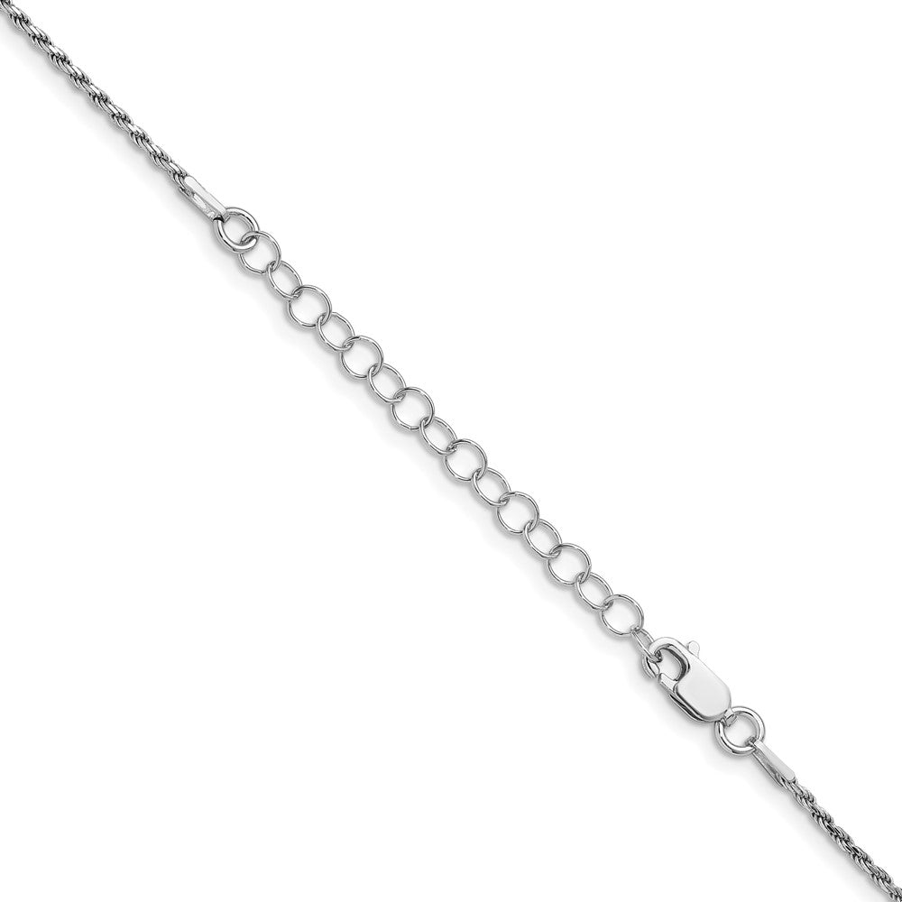 Sterling Silver Rhodium-plated 1.5mm Diamond-cut Rope Chain w/2in ext.