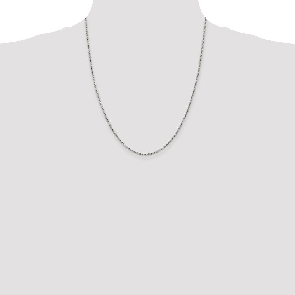 Sterling Silver 1.7mm Diamond-cut Rope Chain w/4in ext.