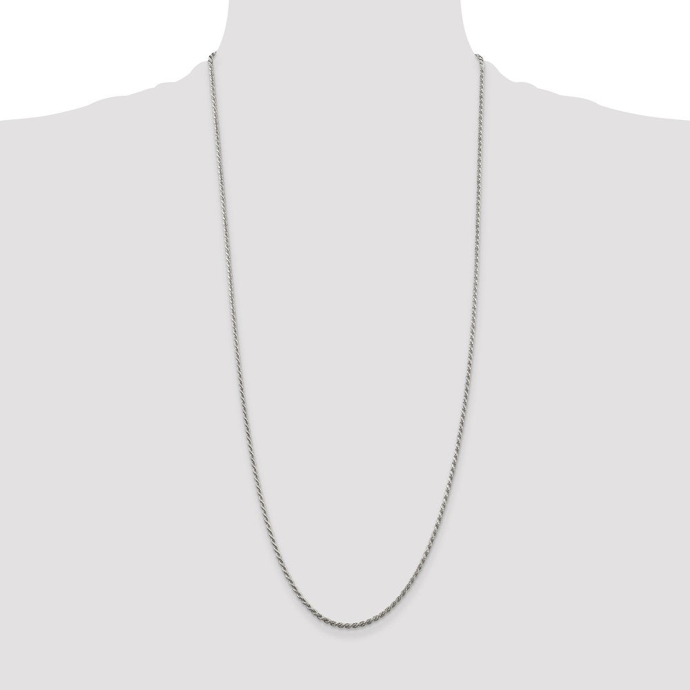 Sterling Silver Rhodium-plated 1.85mm Diamond-cut Rope Chain
