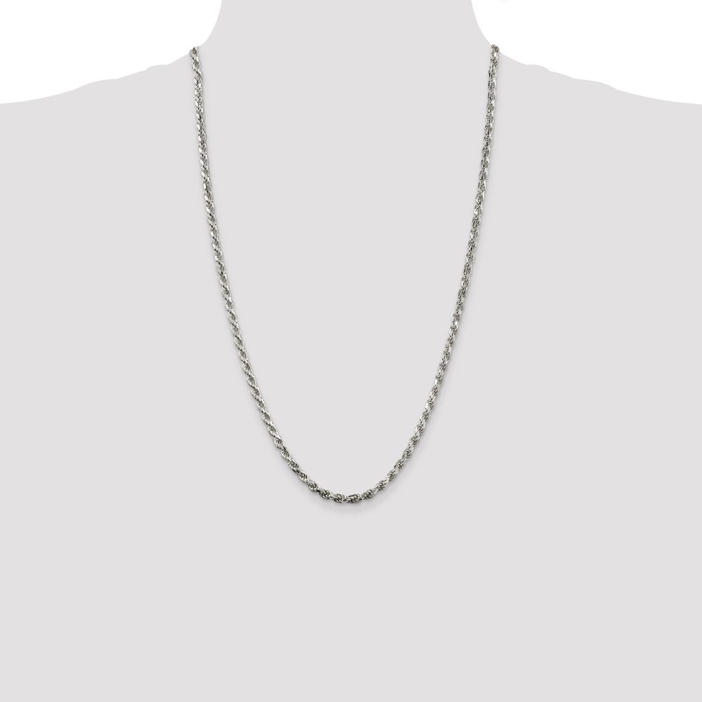 Sterling Silver 3.75mm Diamond-cut Rope Chain