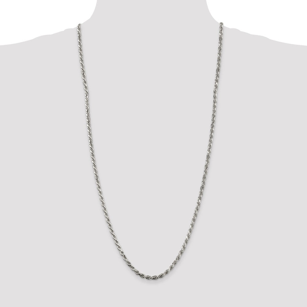 Sterling Silver 3.75mm Diamond-cut Rope Chain