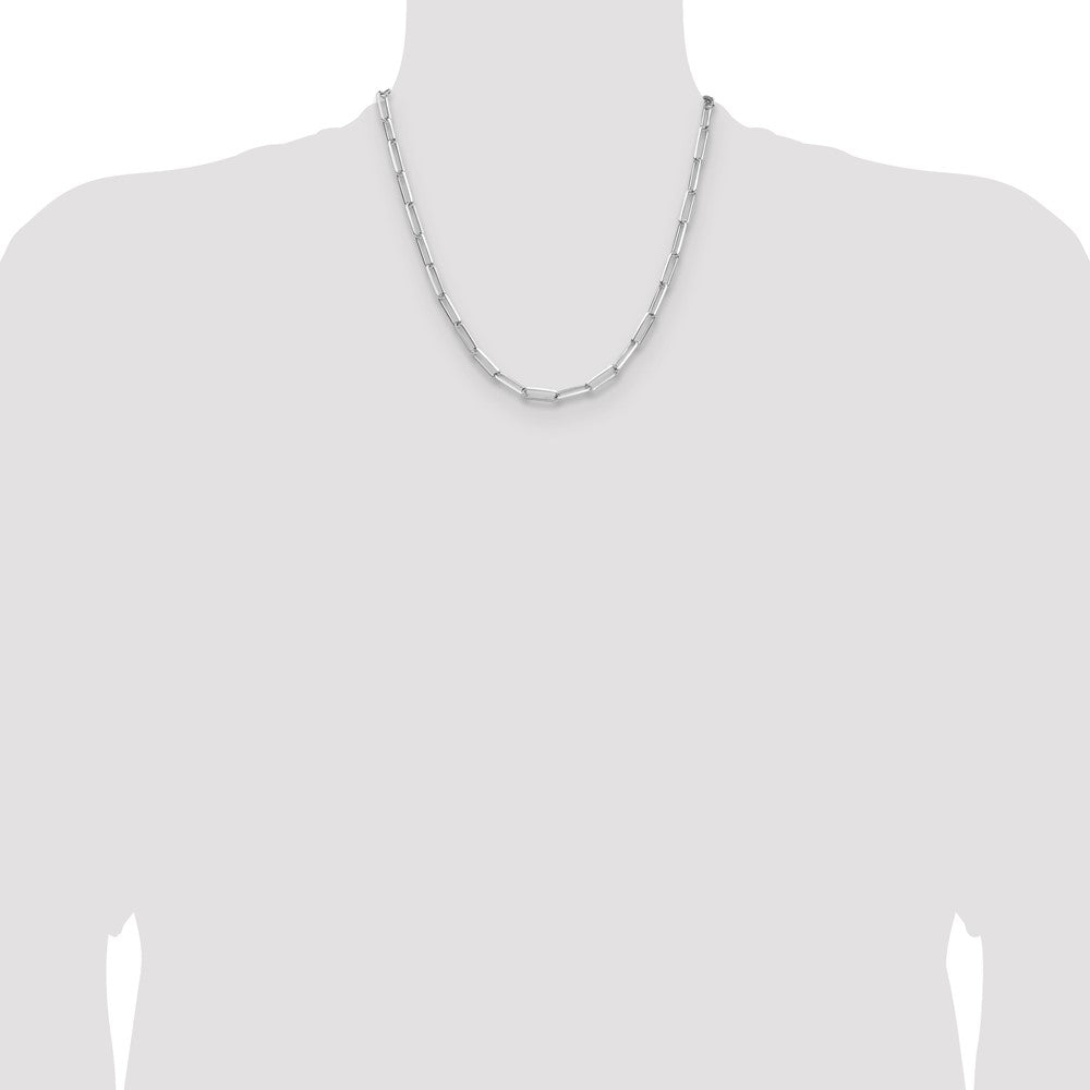 Sterling Silver Rhodium-plated 4.4mm D/C Paperclip Chain