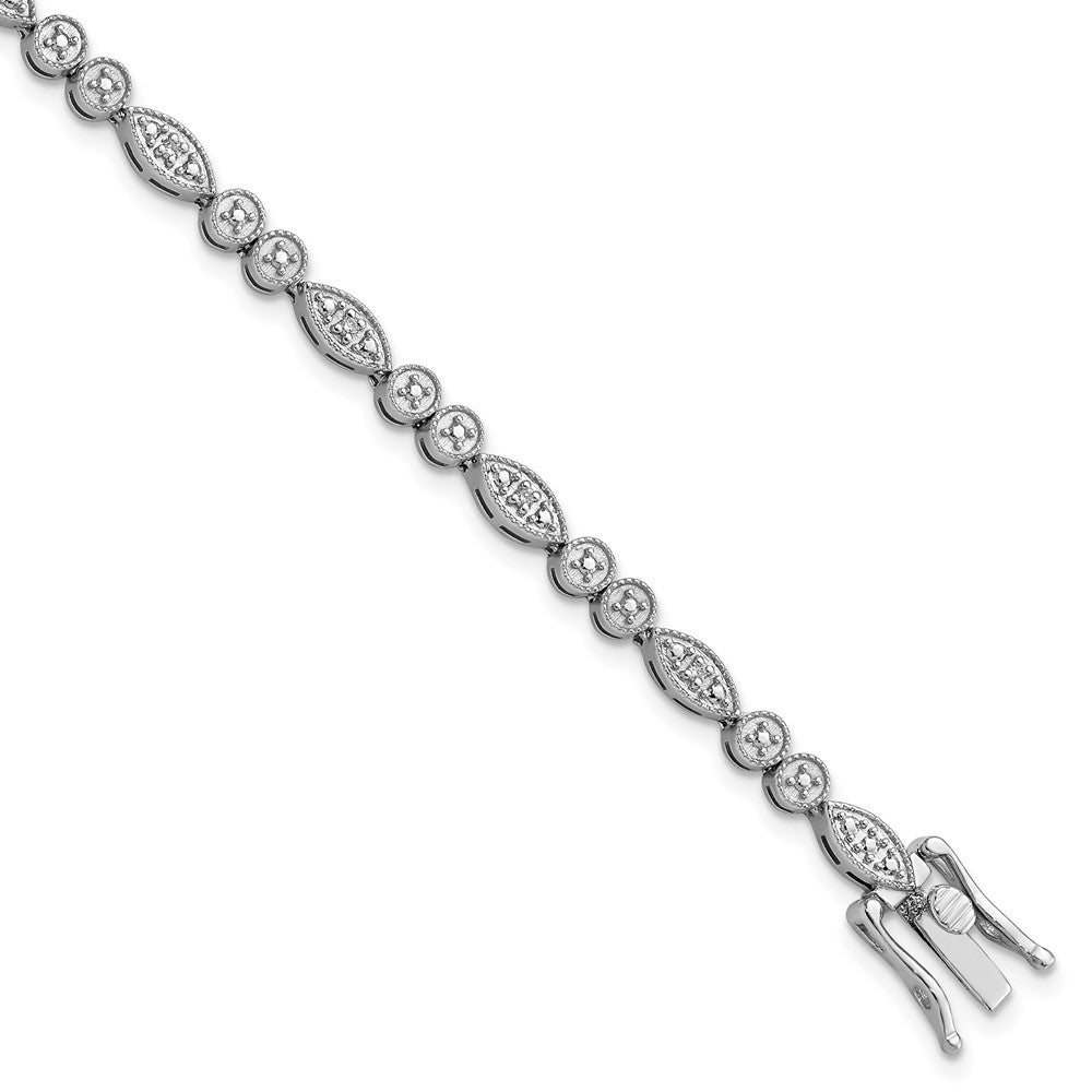 Sterling Silver Rhodium-plated Diam. Bracelet
