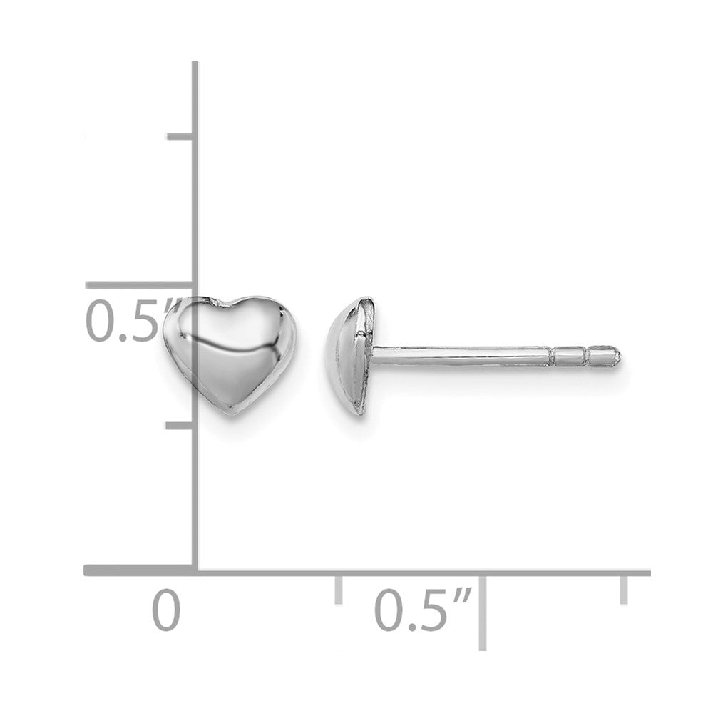 Sterling Silver Rhodium-plated Polished Petite Heart Post Earrings
