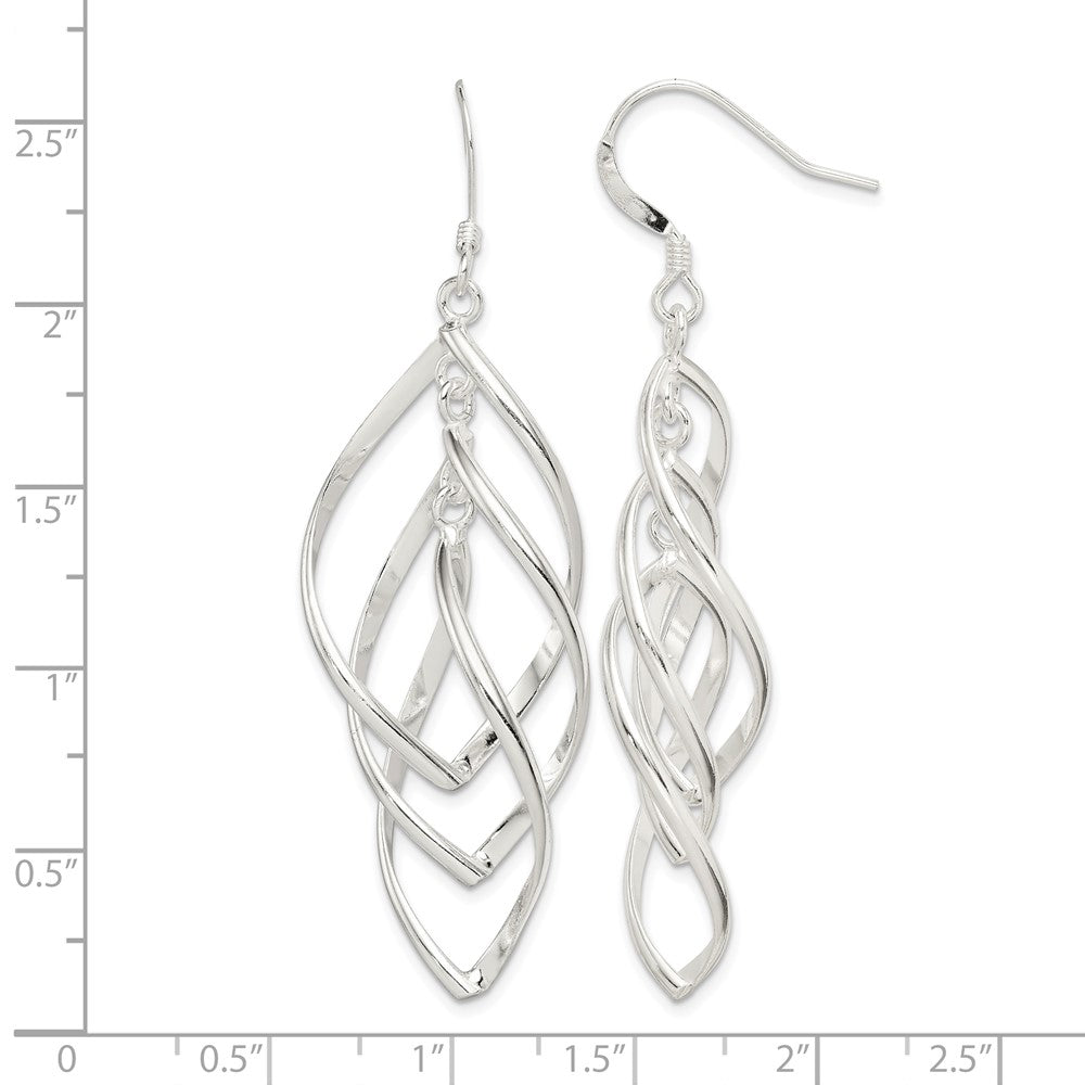 Sterling Silver Polished & Twisted Dangle Earrings