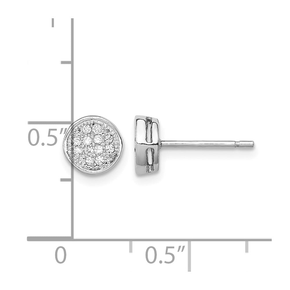 Sterling Silver Rhodium-plated Polished CZ 7mm Circle Post Earrings