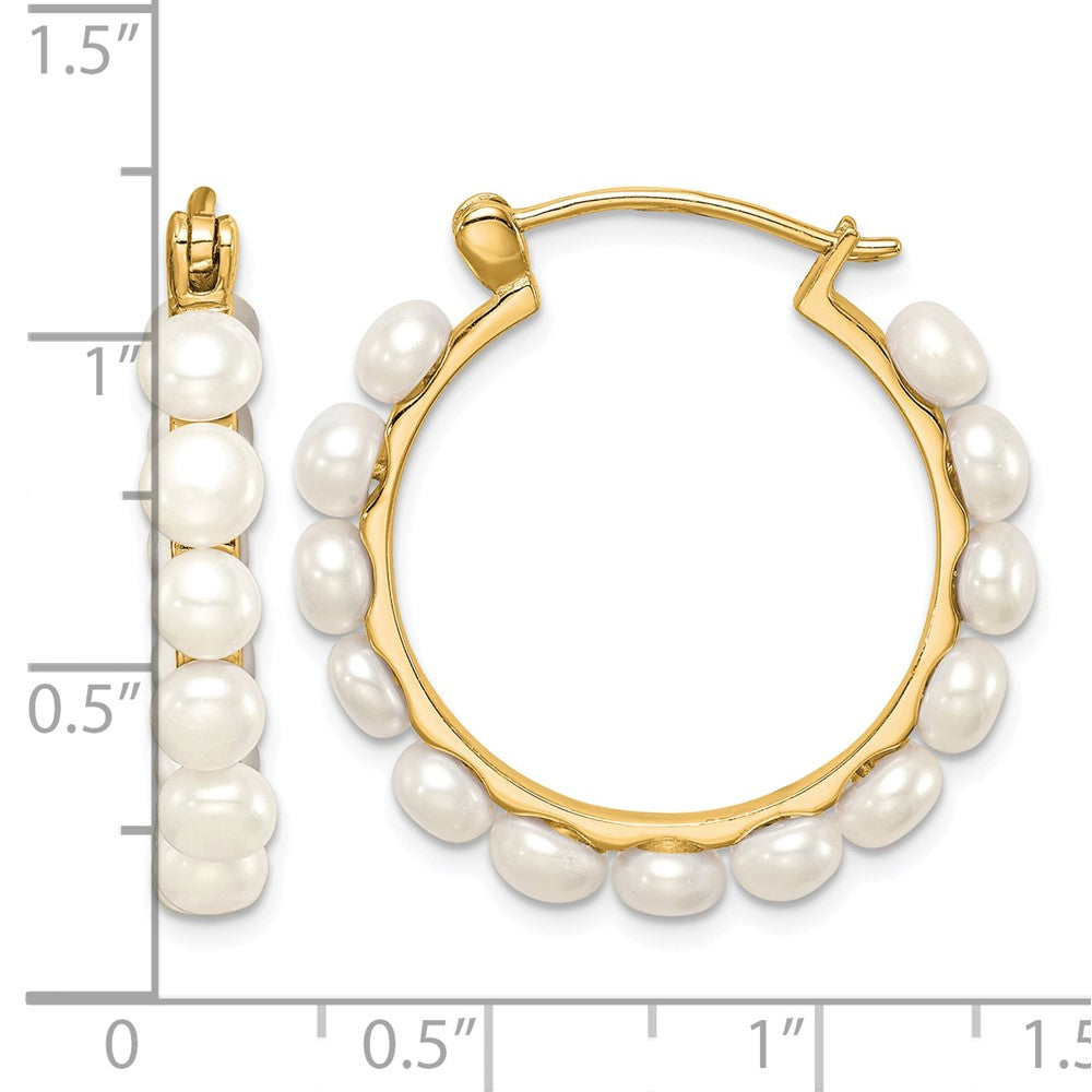 Sterling Silver Gold-plated 4-5mm FWC Pearl Hoop Earrings