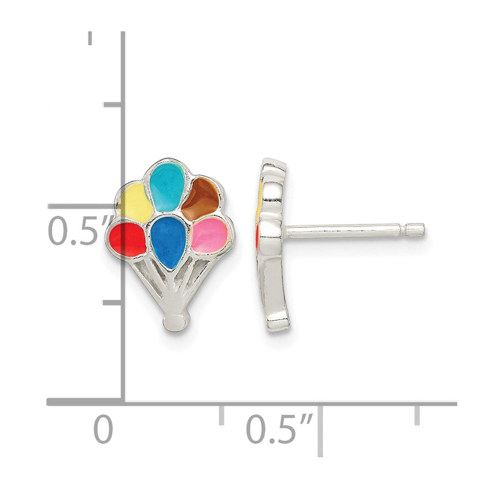 Sterling Silver Polished Enamel Balloon Post Earrings