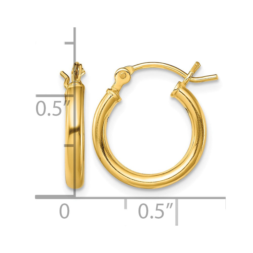 Sterling Silver Gold-Tone Polished 2x14mm Hoop Earrings