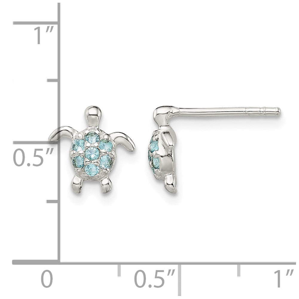 Sterling Silver CZ Turtle Post Earrings