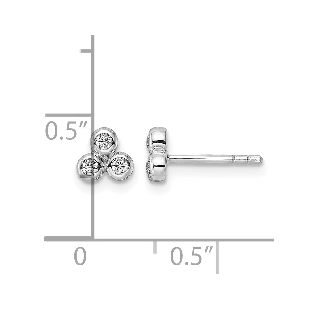 Sterling Silver RH Polished CZ Post Earrings