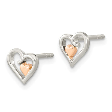 Sterling Silver & Rose gold-plated Open Heart Post Earrings