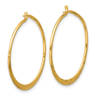 Sterling Silver Flash Gold-plated Polished and Hammered Hoop Earrings