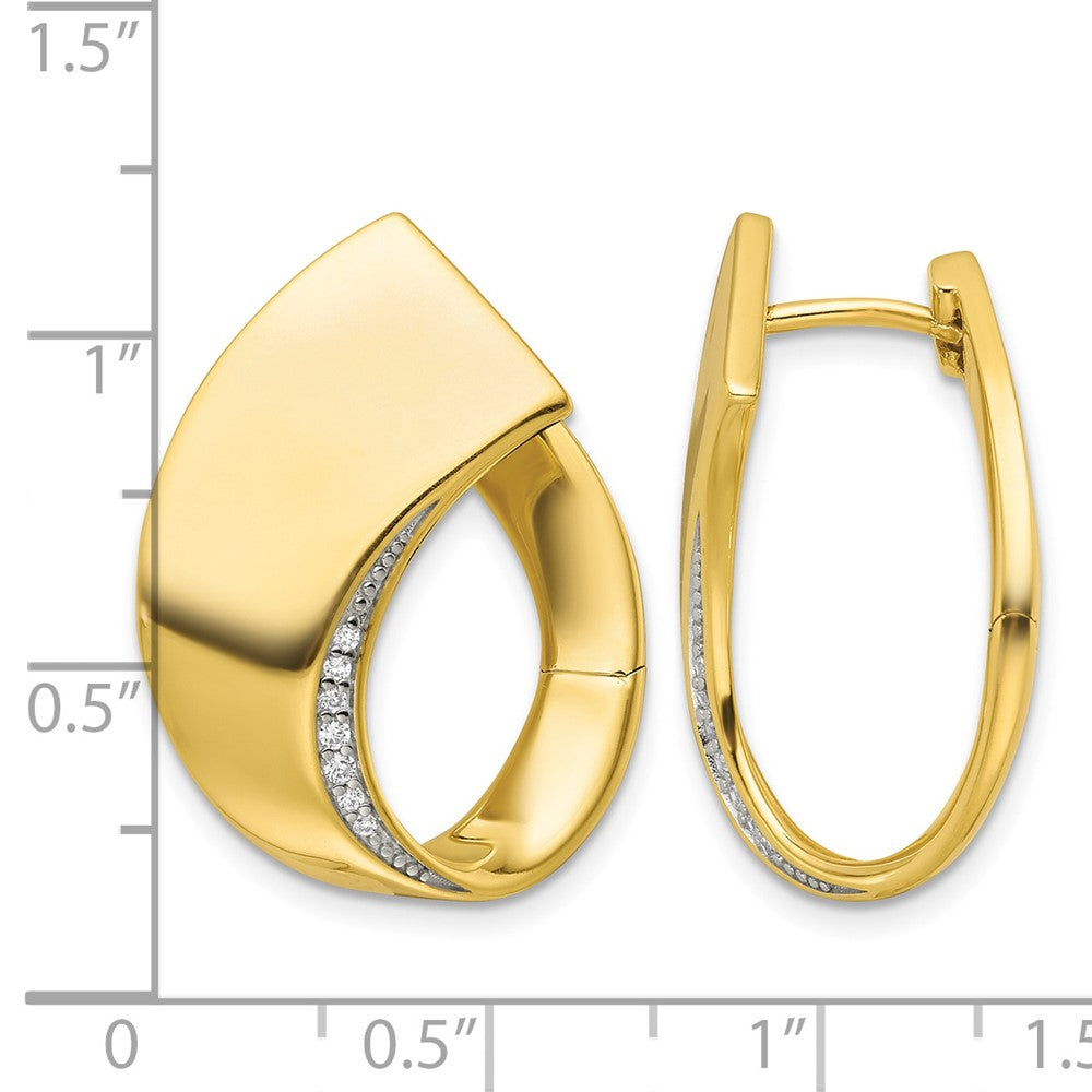 Sterling Silver Gold-tone Polished Fancy CZ Earrings