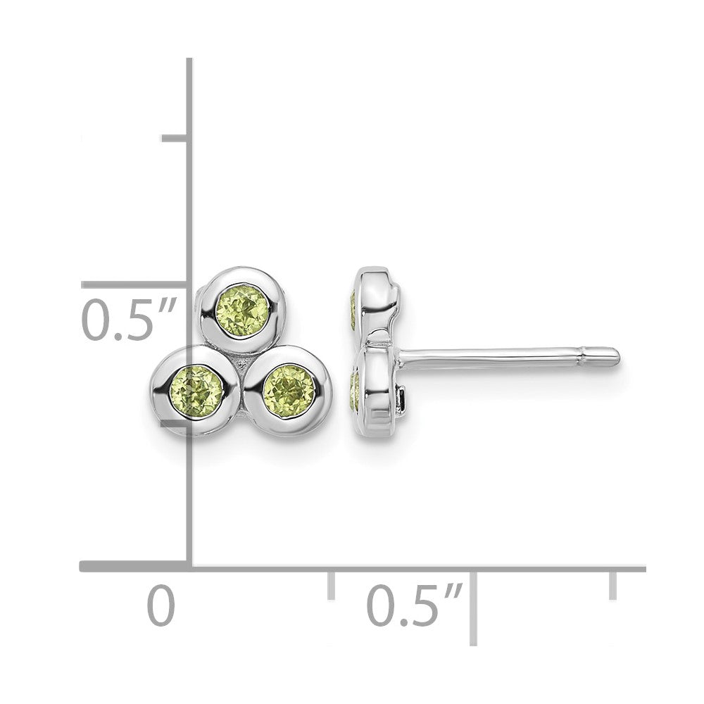 Sterling Silver Rhodium-plated Peridot Petite Post Earrings