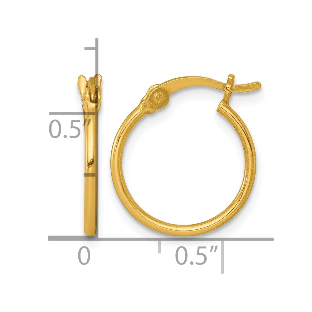 Sterling Silver Gold-tone Polished 1.25mm Round Hoop Earrings