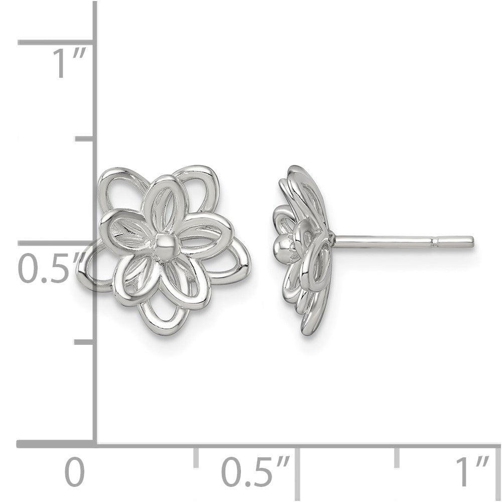 Sterling Silver Polished Flower Post Earrings