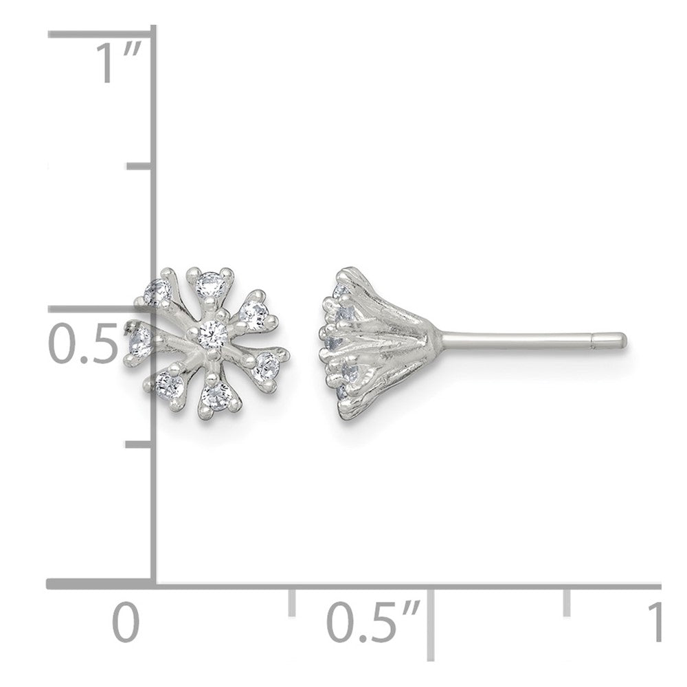 Sterling Silver Polished CZ Floral Post Earrings