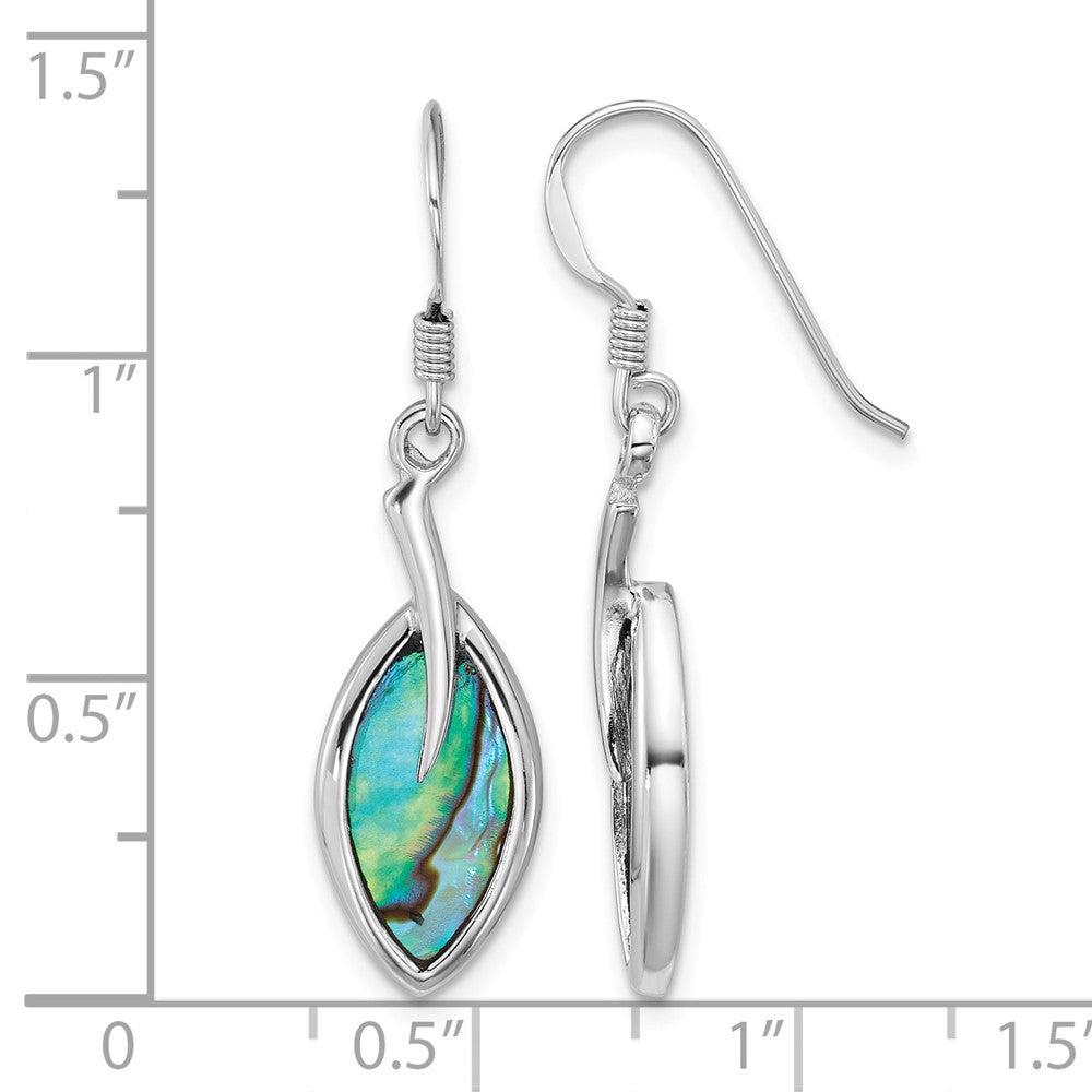Sterling Silver Rhodium-plated Abalone Leaf Dangle Earrings