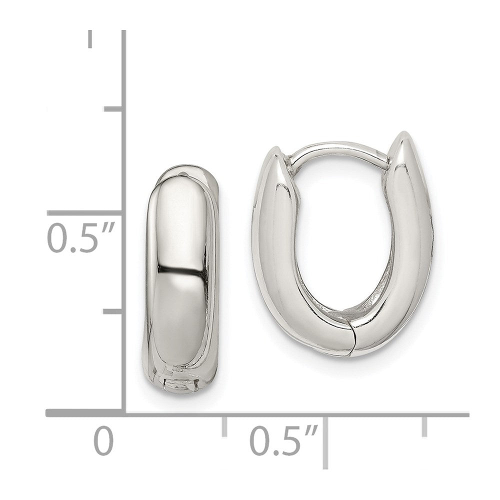 Sterling Silver Oval Hinged Hoop Earrings