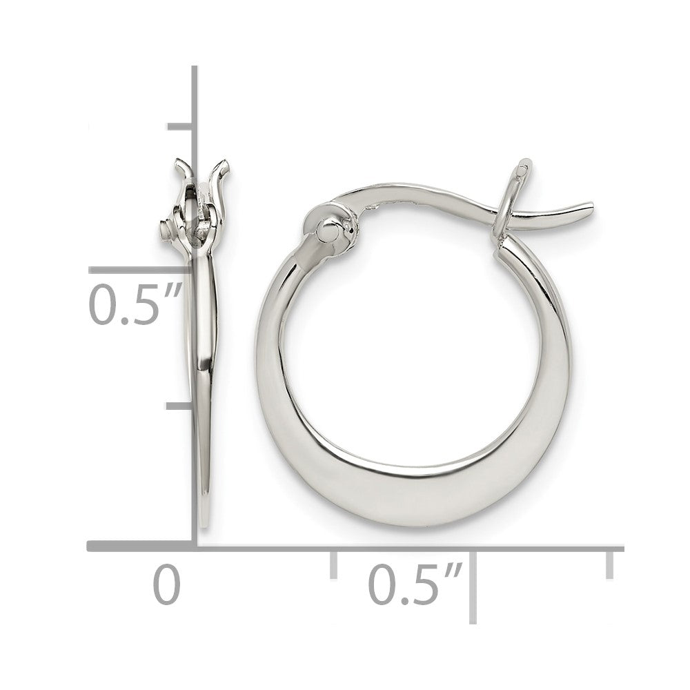 Sterling Silver Polished Tapered Round Hoop Earrings