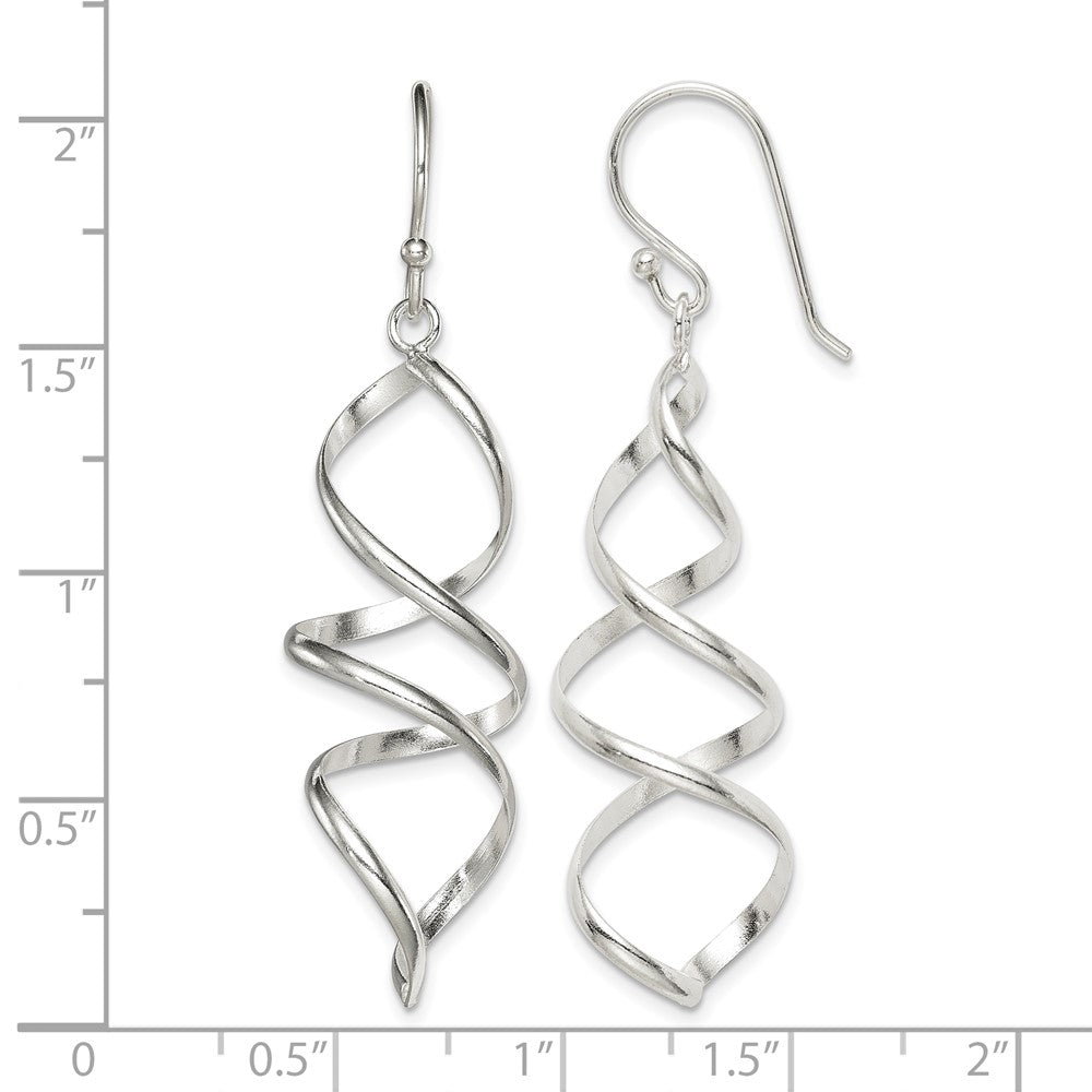 Sterling Silver Polished Corkscrew Twisted Dangle Earrings