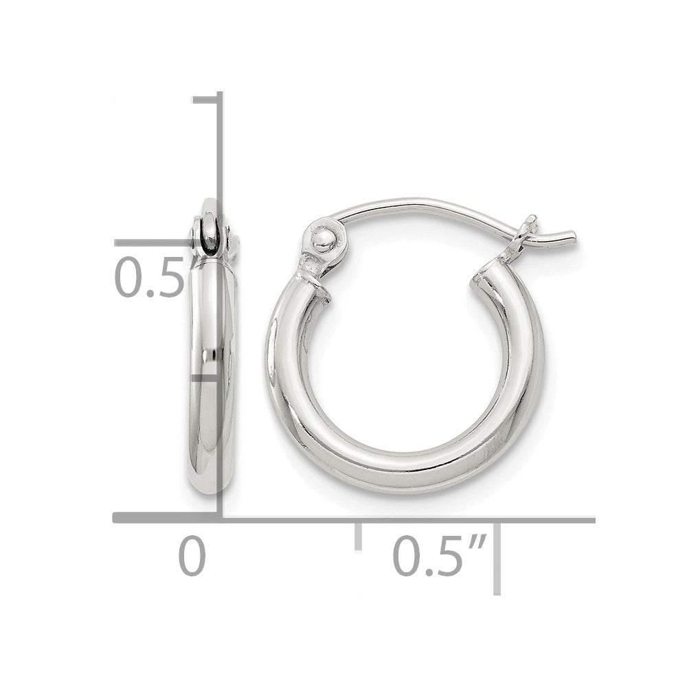 Sterling Silver 2mm Round Hoop Earrings