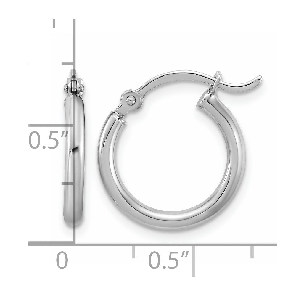 Sterling Silver Rhodium-plated 2mm Round Hoop Earrings