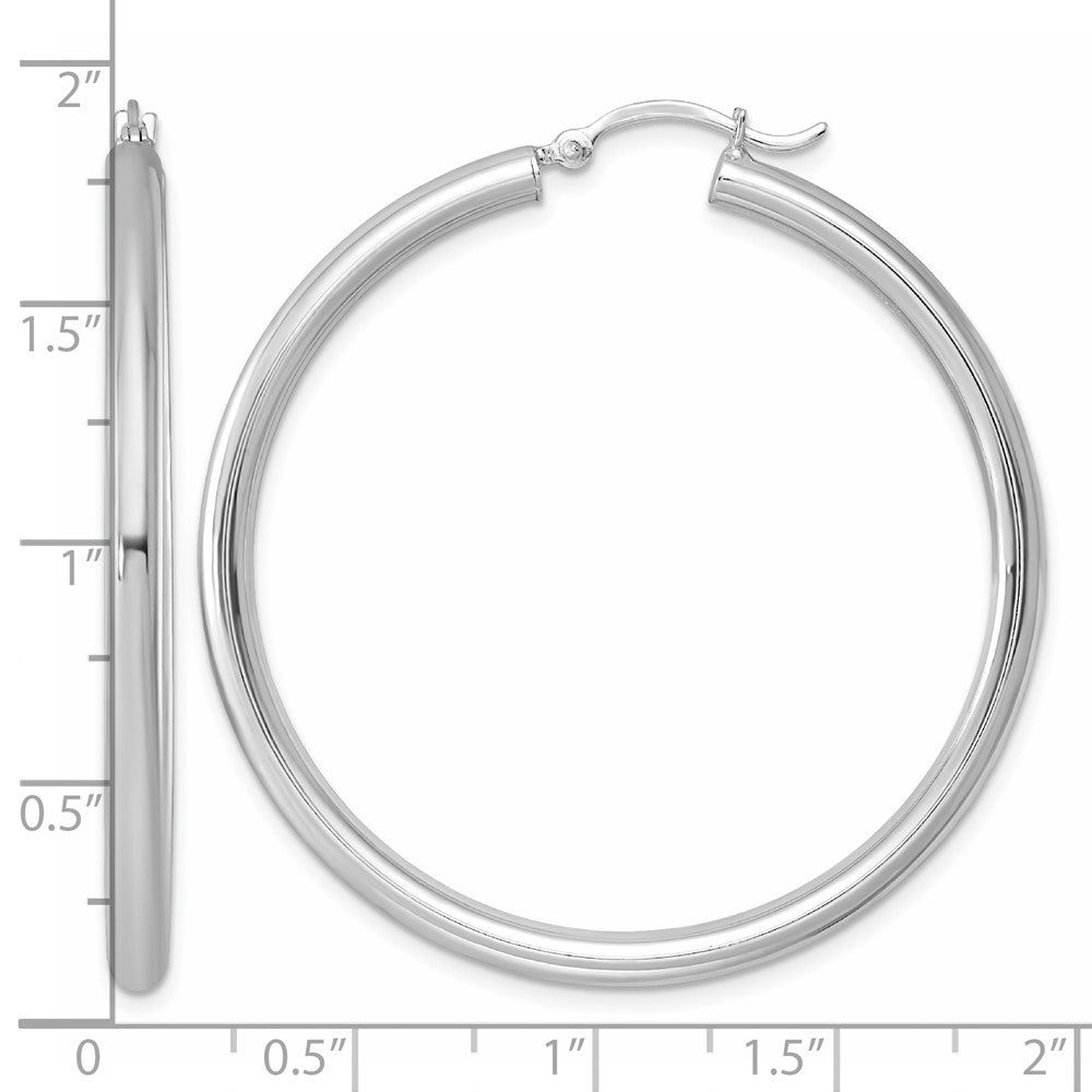 Sterling Silver Rhodium-plated 3mm Round Hoop Earrings