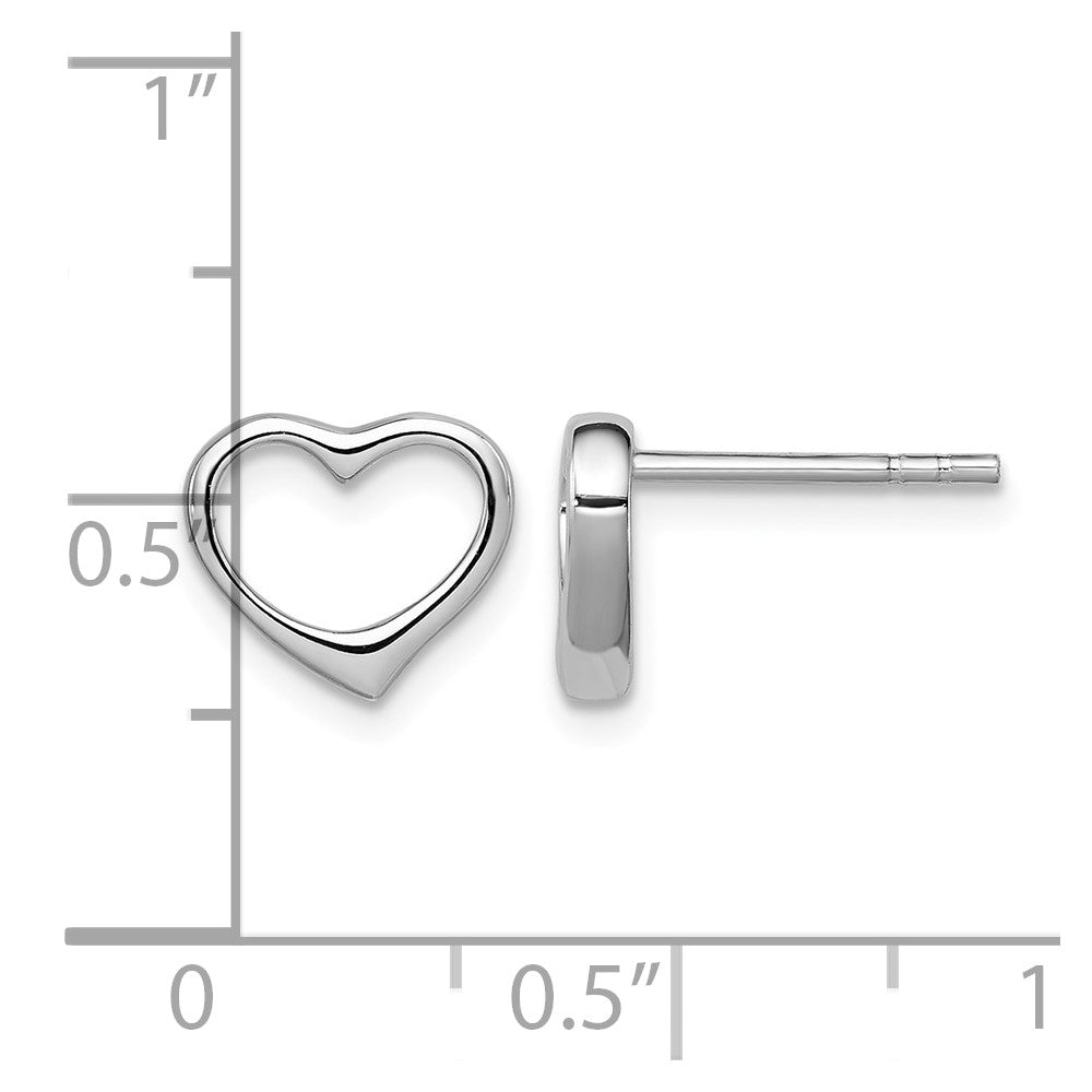 Sterling Silver Rhodium Plated Open Heart Post Earrings
