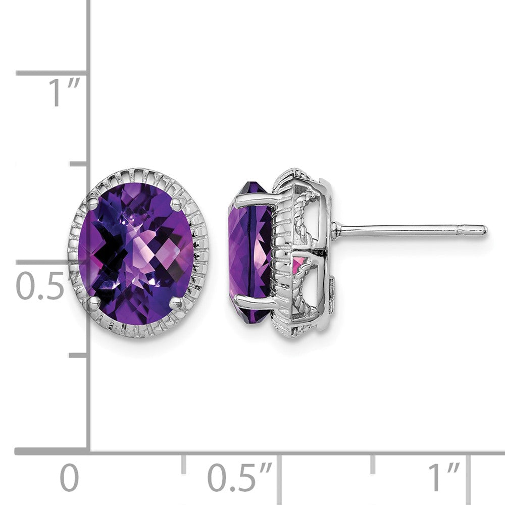 Sterling Silver Rhodium-plated Amethyst Earrings