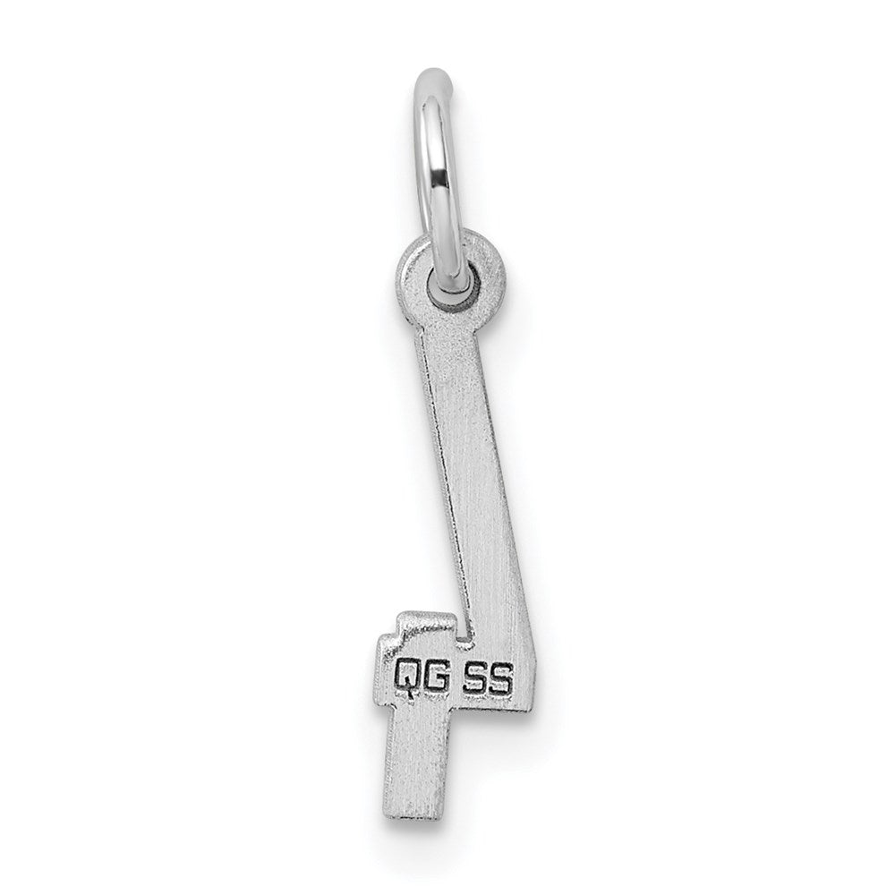 Sterling Silver/Rhodium-plated Elongated Polished Number 4 Charm