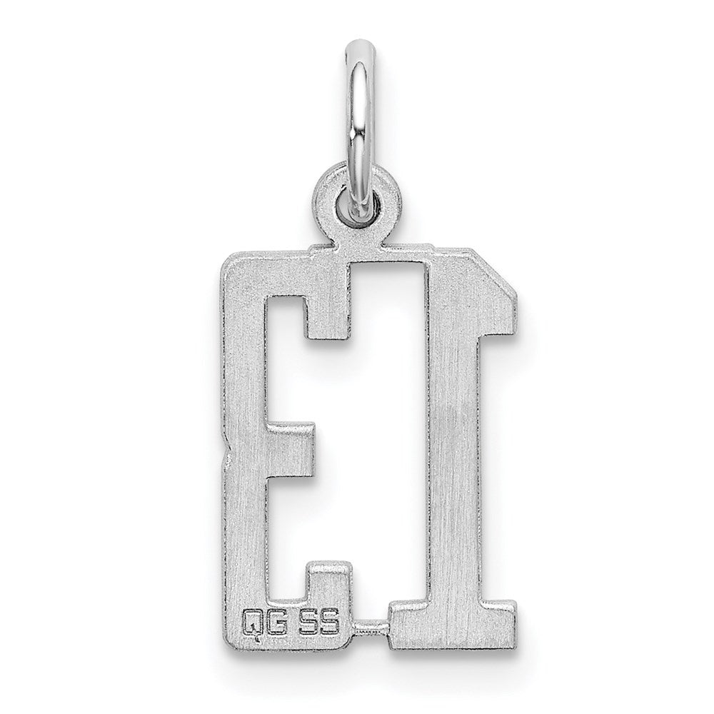 Sterling Silver/Rhodium-plated Elongated Number 13 Charm
