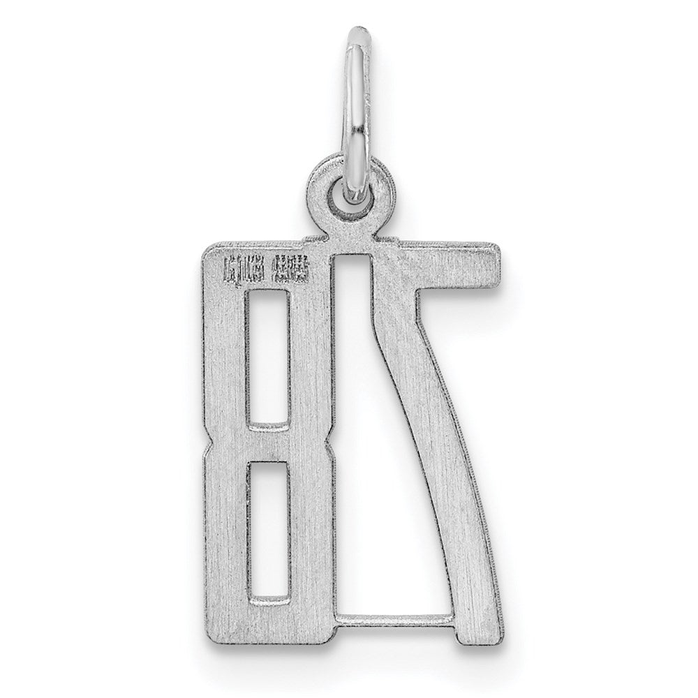 Sterling Silver/Rhodium-plated Elongated Number 78 Charm