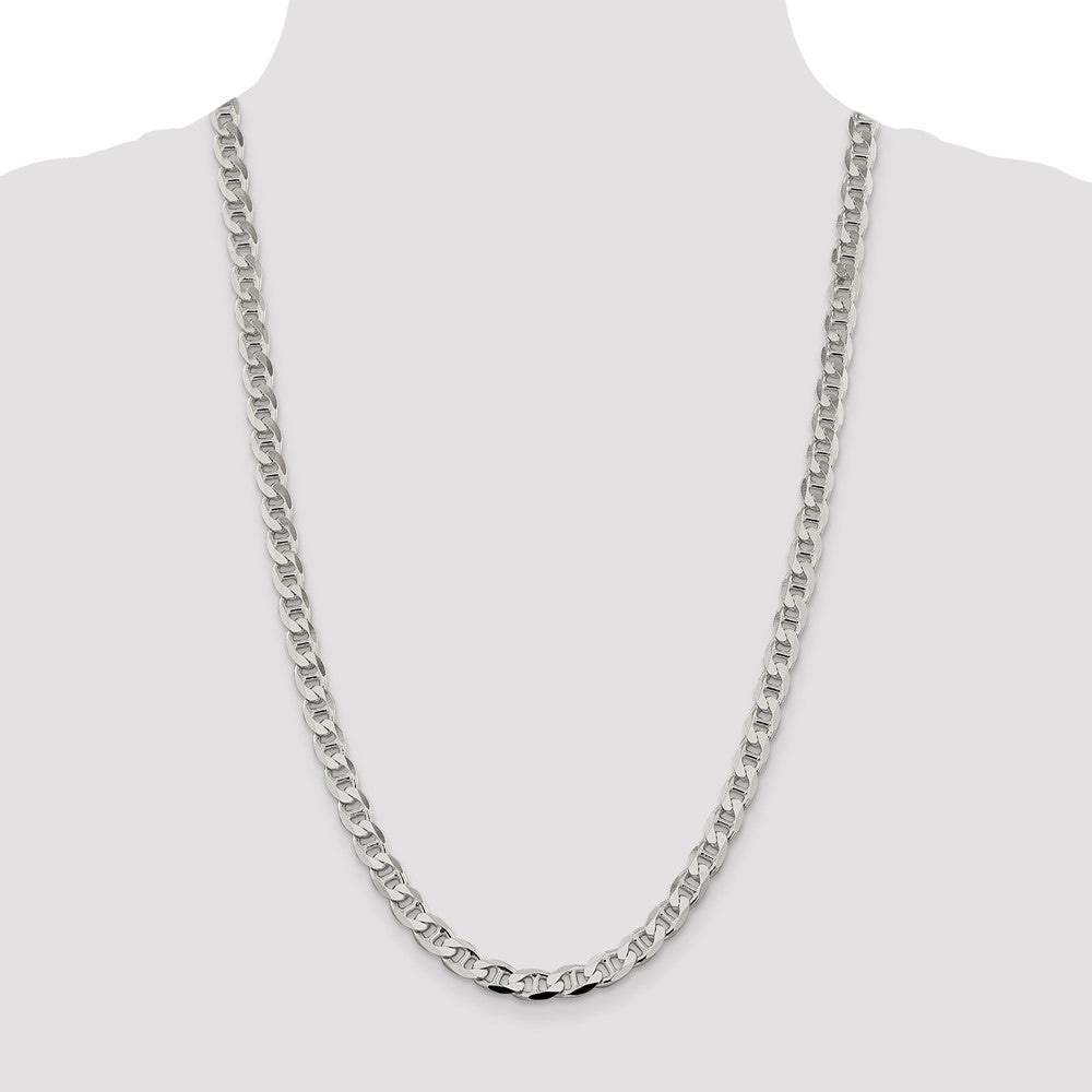 Sterling Silver 7.4mm D/C Flat Anchor Curb Chain