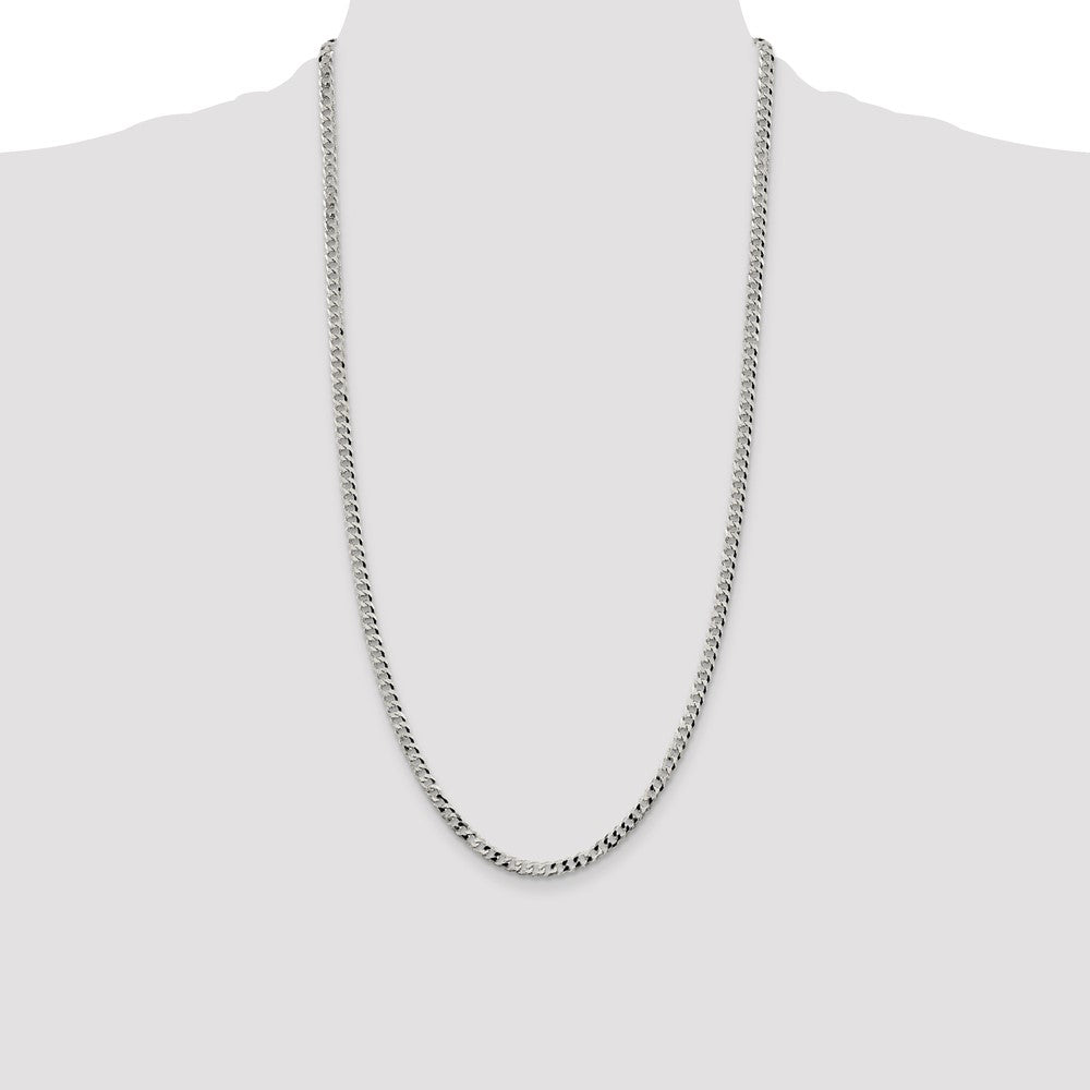Sterling Silver 4mm Beveled Curb Chain