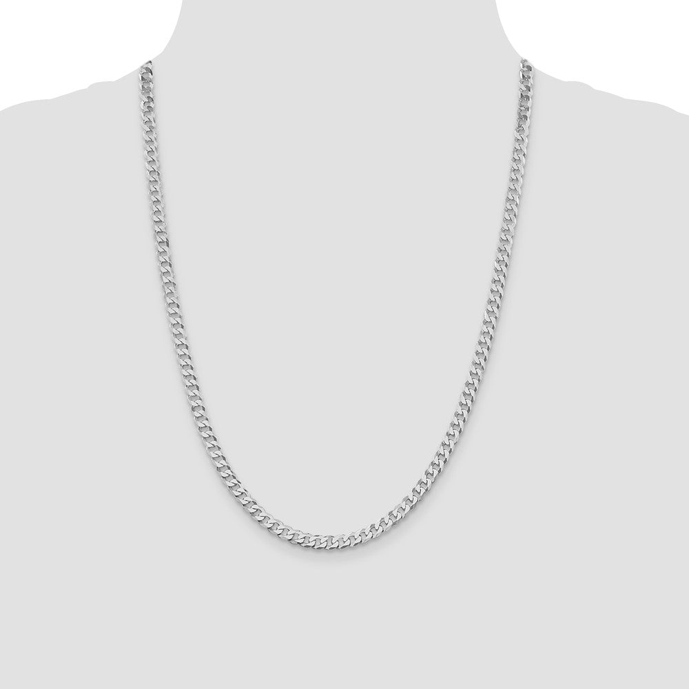Sterling Silver Rhodium-plated 5mm Beveled Curb Chain