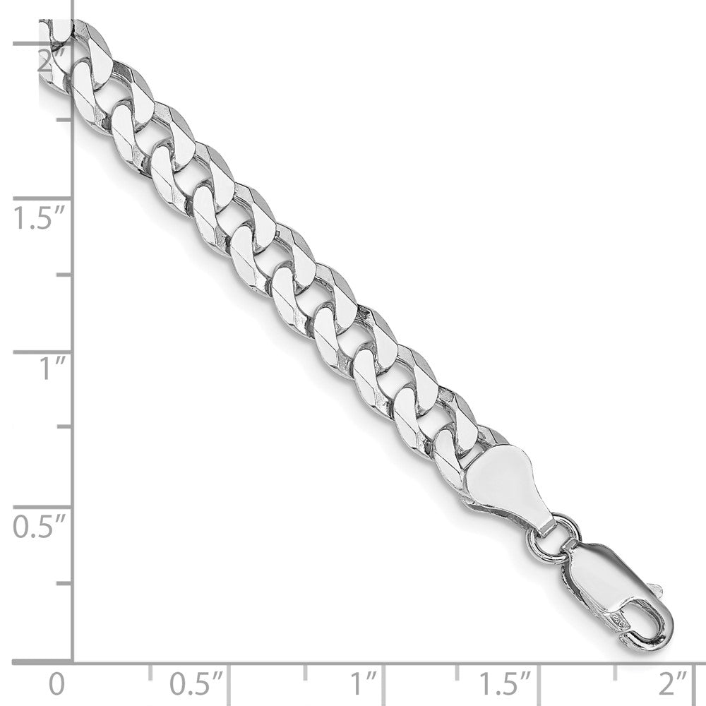 Sterling Silver Rhodium-plated 6mm Beveled Curb Chain