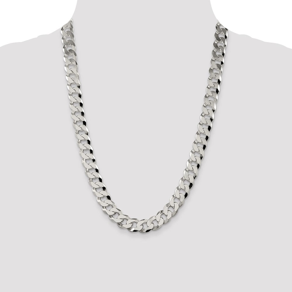 Sterling Silver 12.3mm Beveled Curb Chain