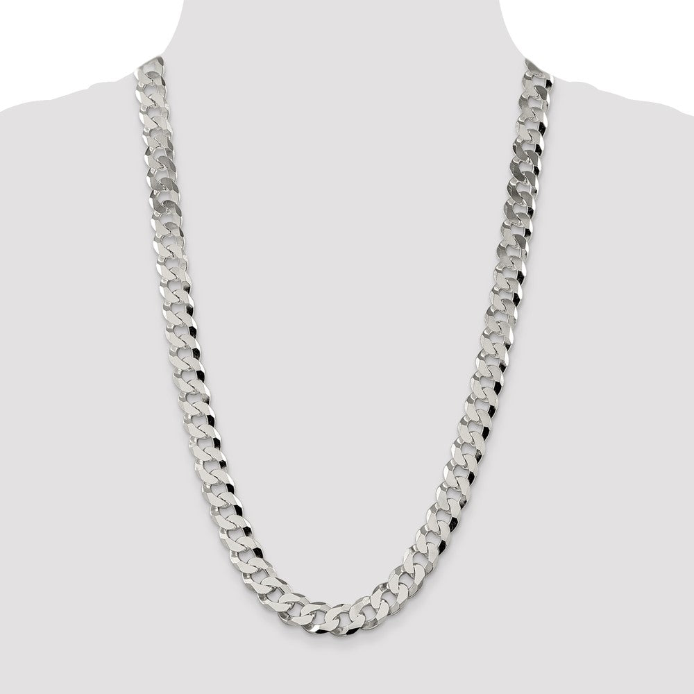 Sterling Silver 12.3mm Beveled Curb Chain