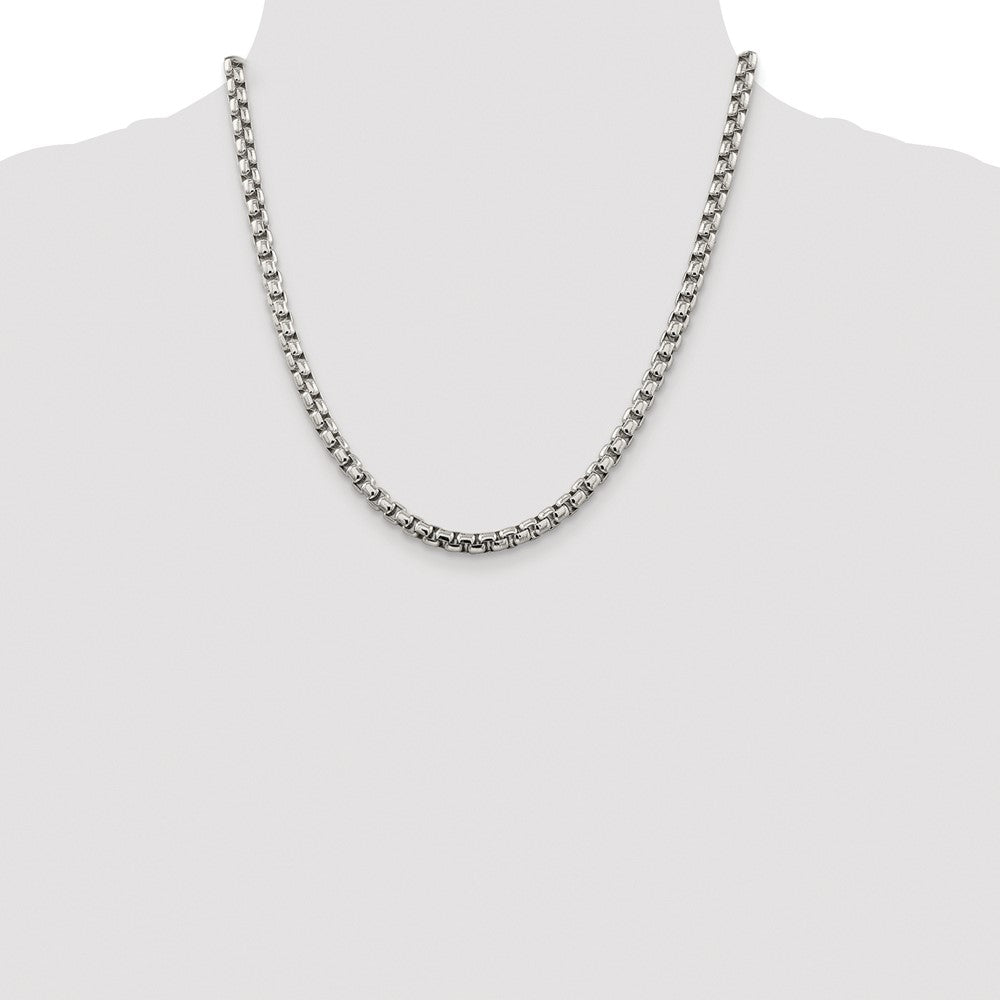 Sterling Silver Rhodium-plated 5.2mm Round Box Chain