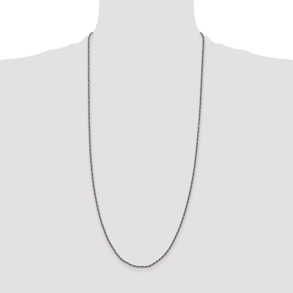 Sterling Silver Ruthenium-plated 1.7mm Twisted Tight Wheat Chain