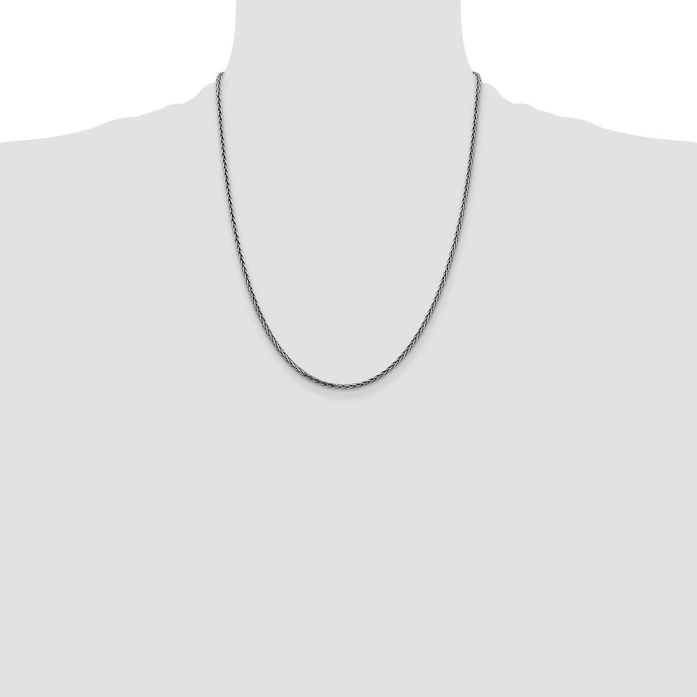 Sterling Silver Antiqued 2.2mm Solid Square Spiga Chain