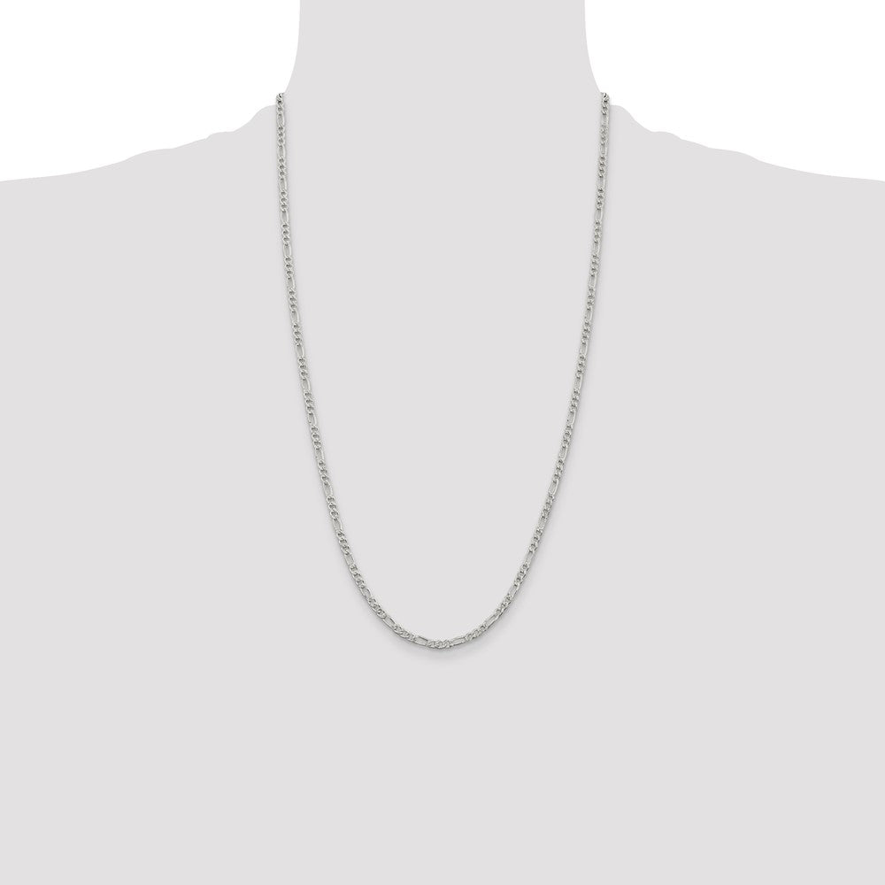 Sterling Silver 3mm Pavé Flat Figaro Chain