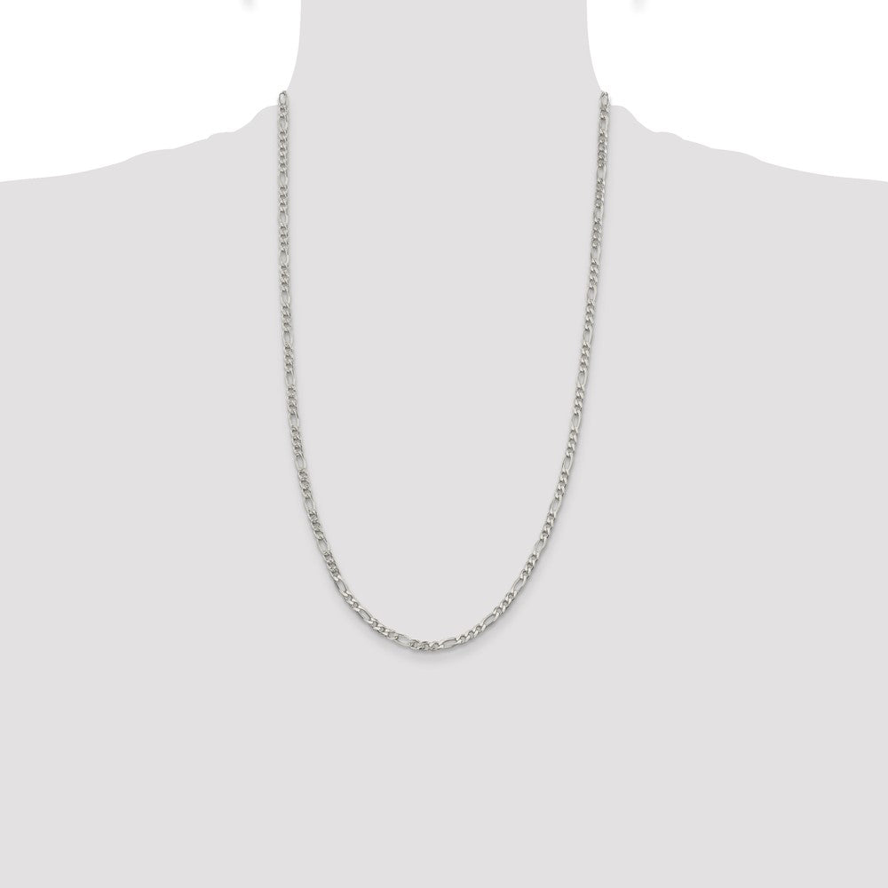 Sterling Silver 4mm Pavé Flat Figaro Chain