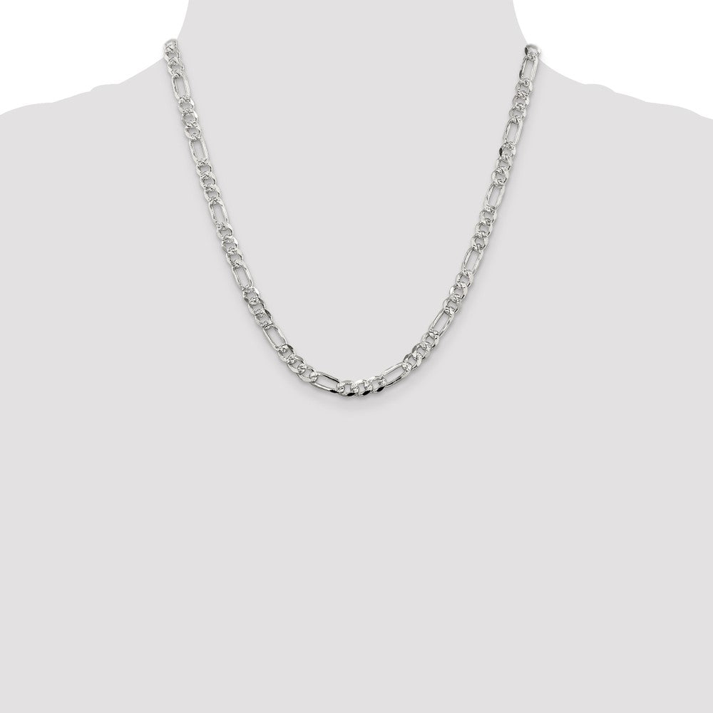 Sterling Silver 5.5mm Pavé Flat Figaro Chain