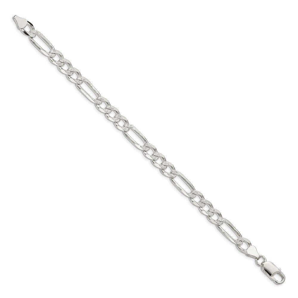 Sterling Silver 7.0mm Pavé Flat Figaro Chain