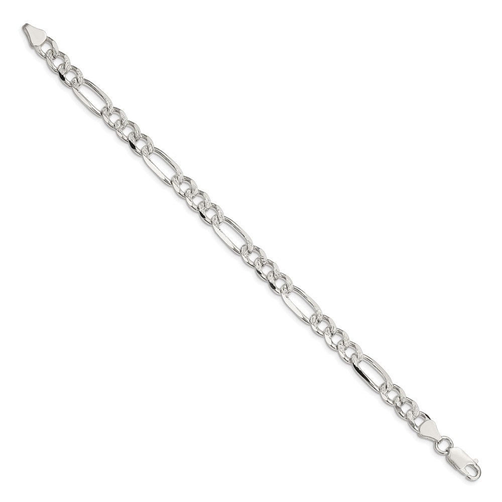 Sterling Silver 7.25mm Pavé Flat Figaro Chain